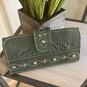 American West Green Embossed Wallet